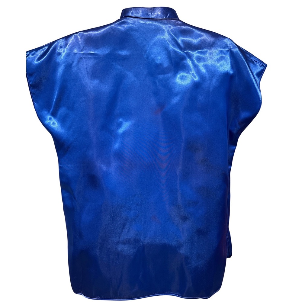 Central Handicraft Womens‎ Blue Floral Embroidered Satin Cheongsam Top M Silky - Picture 2 of 7